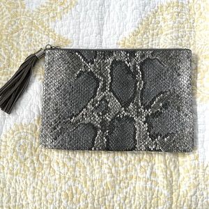 Express Snakeprint Clutch with Fringed Zipper - NEVER USED!